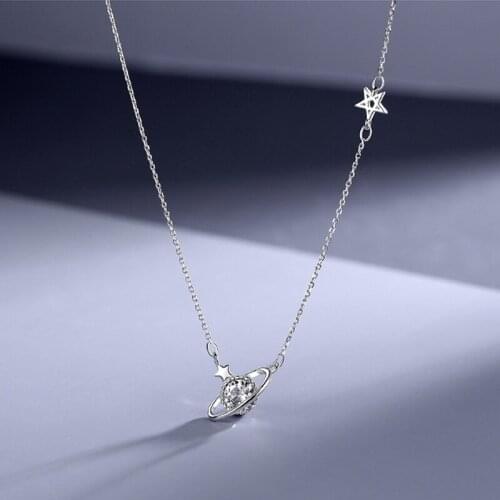 925 Sterling Silver Necklace for Women Simple Elegant Zircon Pendant Clavicle Chain Necklace Korean New Design Jewelry