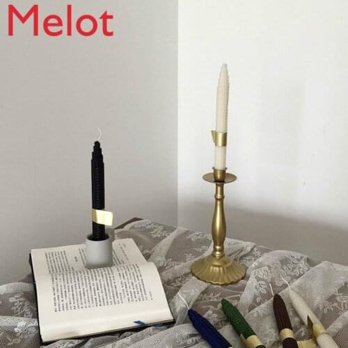 Secret Truck Vintage Distressed Golden Iron Candlestick Posing Props Home Decoration Nordic Home Candle