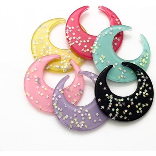 6pcs DIY earring pendant Flatback resin mooncharms Jewelry necklace pendant for earrings diy Keychain parts