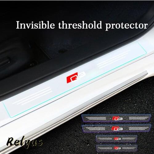 4Pcs Transparent Car Door Sill Protector Threshold Protective Film Decorative Stickers For Audi Q3 F3B 8UB 8UG Accessories