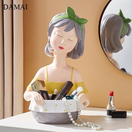 Girl Modern Figurine Nordic Resin Embellishments Statue Home Decoration Accessories Desk Ornaments Jewelry Display Storage Tray
