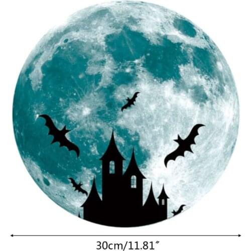 Luminous Moon Wall Sticker Horror Ghost Fluorescent Window Decal Glow in the Dark Stickers Halloween Home Party Decor