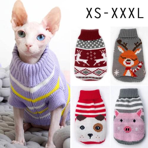 Warm Dog Clothes for Small Dogs Winter Christmas Elk Clothing for Cats Chihuahua Cartoon Pet Sweater Dachshund Costume Apparels