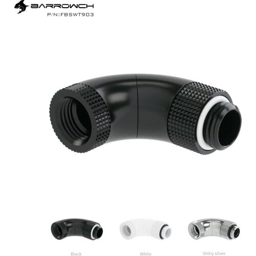 Barrowch White Black Silver Three Rotary 90-Degree rotatable IG1 / 4 extender water cooling fittings FBSWT903