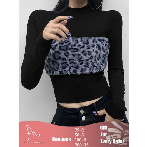 Crop Top Women Y2k Top Fashion Women Tops Sexy Leopard Women 2021 Cute Tops High Street Two Colors Gothic T-shirt Woman Lady