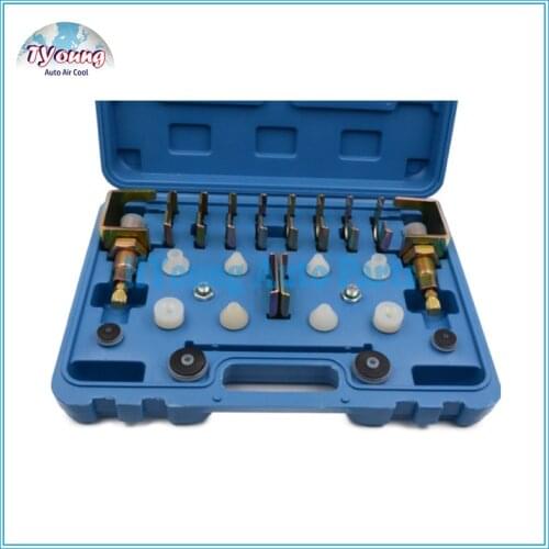 Universal vehicle AC Conditioner Repair tool box , A/C Leak Testing Detector Tool / Flush Fitting Adapter Kit