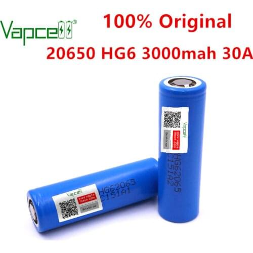 Vapcell 100% original 20650 HG6 3000mah 30A li ion battery 3.7V rechargeable batteries for flashlight power tools free shipping