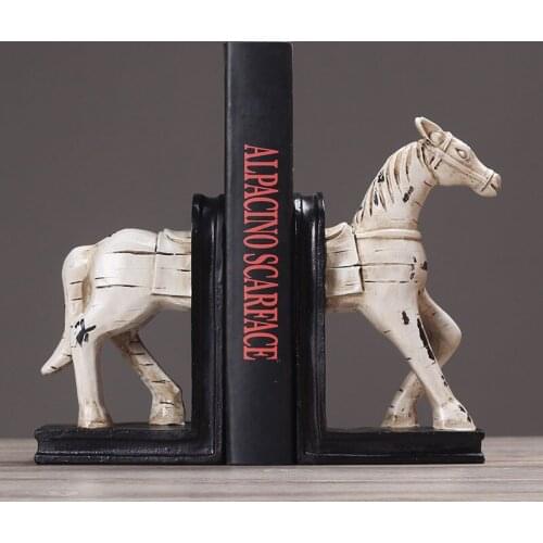 Vintage Home Decoration Sculpture Retro Horse Statu Book Stand Office Study Room Display Figurines Birthday Gifts File Bookbend