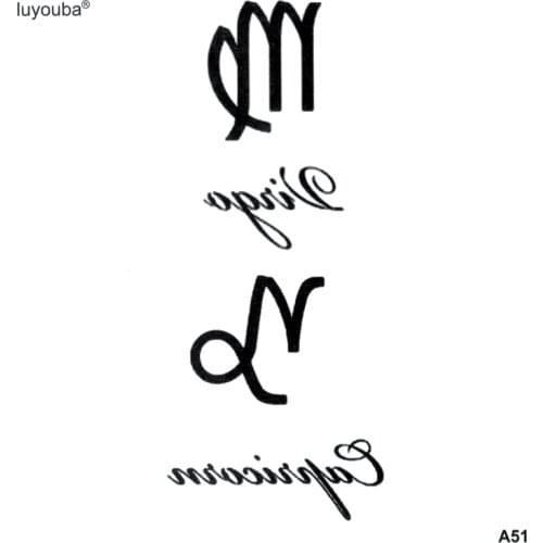 Virgo And Capricorn Waterproof Temporary Tattoo Sticker Henna Tatoo Body Sticker Fake Tattoo The Flash Tatuajes