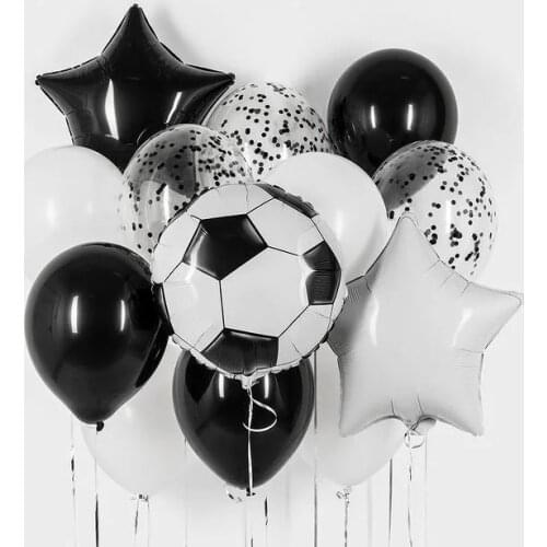 1set Soccer Football Sports Theme Party Balloons Helium Foil Mix Latex Balloon Black Green Boy Happy Birthday Party Decorations