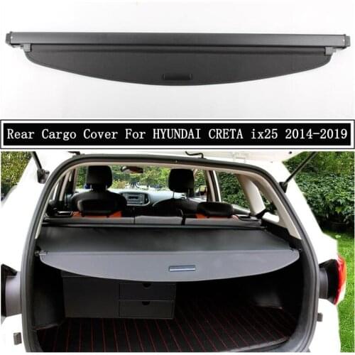 Rear Cargo Cover For HYUNDAI CRETA ix25 2014-2019 Partition Curtain Screen Shade Trunk Security Shield Auto Accessories Black