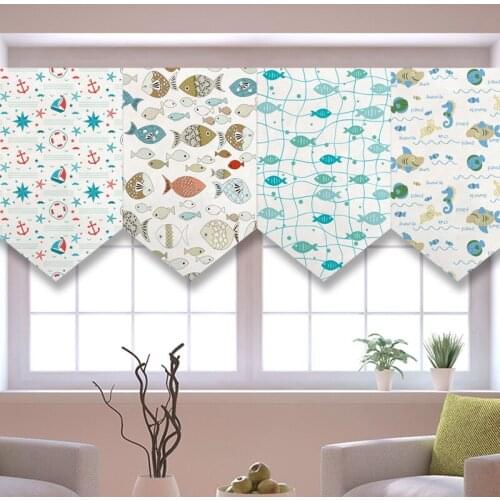 Nordic Ocean Triangular Curtain Childrens Room Sopraporta Partition Curtain Kitchen Shade Curtain