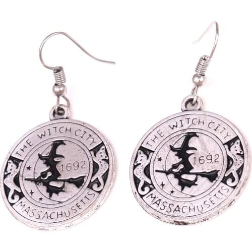Females Earrings Special Design Witch With Magick Broom And Number 1692 Attractive Zinc Alloy Material Dropshipping