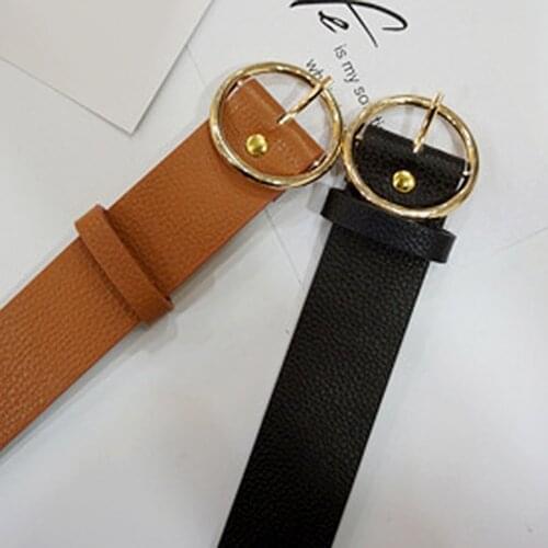 2020 new female deduction side gold buckle jeans wild belts for women fashion students simple New Circle Pin Buckles Belt