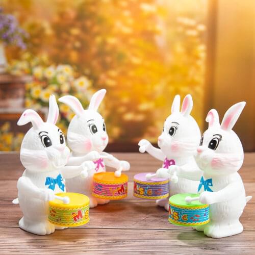 1pc Cartton Rabbit Drumming Kids Toys Educational Learning Toys Baby Clockwork Wind-Up Toy Children Birthday Surprises Gifts
