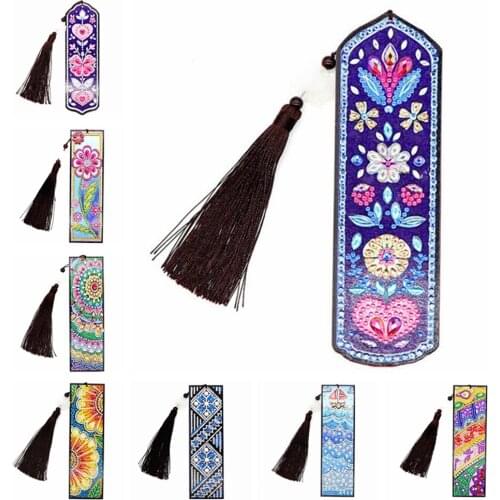 5D DIY Diamond Painting Leather Bookmark Tassel Book Marks Special Shaped Diamond Embroidery Cross stitch DIY Craft