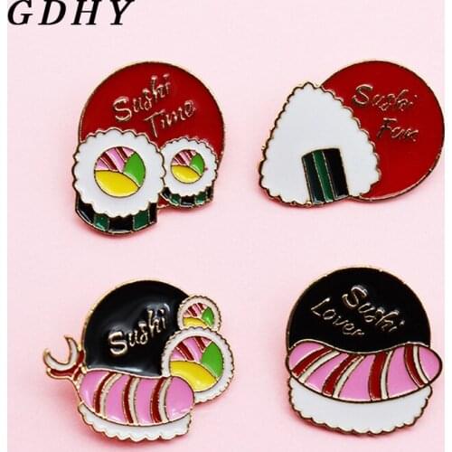 GDHY Japanese Food Sushi rice and vegetable roll Brooches Enamel Pins Food Sushi time fun Brooch jewelry Accessories Badge Gifts