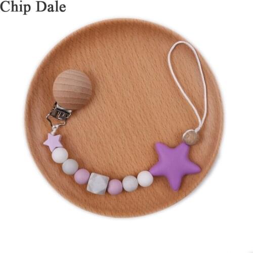 Chip Dale BPA Free Dummy Pacifier Clips Chain Big Star Silicone Pendant Nursing Teething Gift for Baby Boy Girl