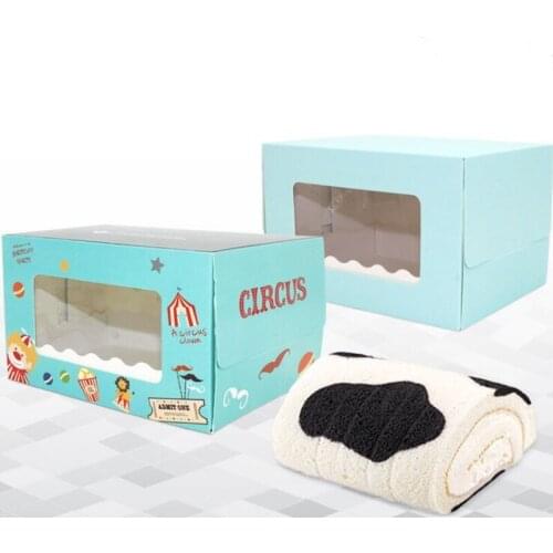 DIY hot sale 5pcs 15.5x11x10cm two color Transparen small egg roll with a clear blue window a diamond lattice cake candy box