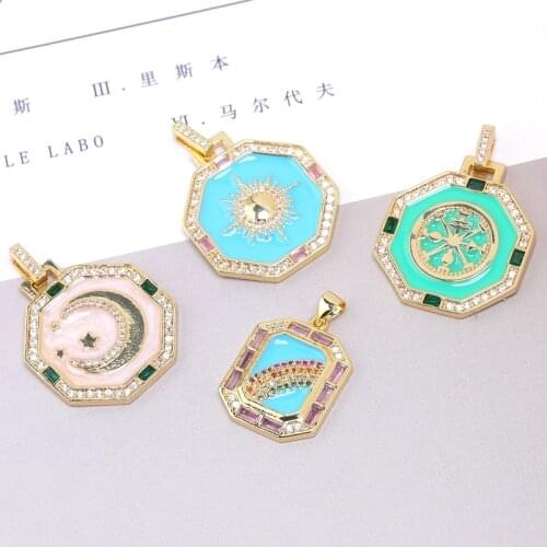 Juya Handicraft Rainbow Crescent Moon Star Sun Religious Charms For DIY Fashion Pendant Jewelry Making Supplies