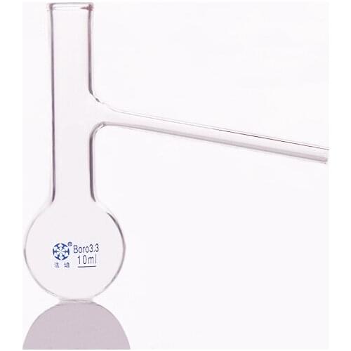 Distilling flask with side tube,Capacity 10ml,Distillation flask with branch,Round-bottomed flask with side glass tube