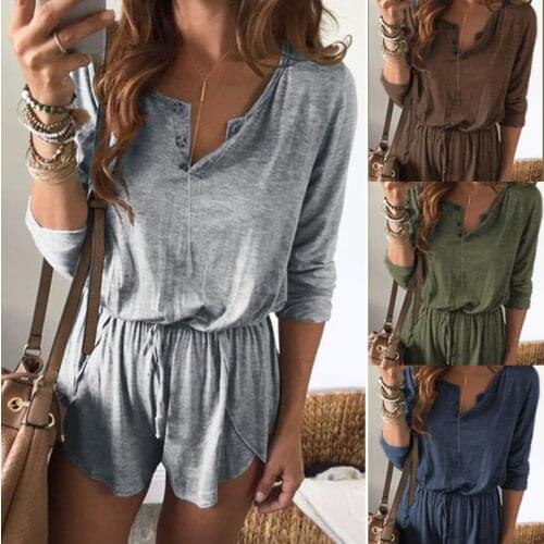 Sexy Bodysuit Women Rompers Jumpsuits Spot selling pure color long sleeve shorts jumpsuits Women Jumpsuit streetwear CKX8790