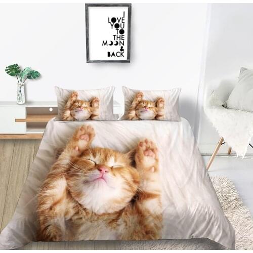 3D Cat Bedding Set For Girl Fashion Comfortable Cute Duvet Cover King Queen Twin Full Single Double Unique Design Bed Set