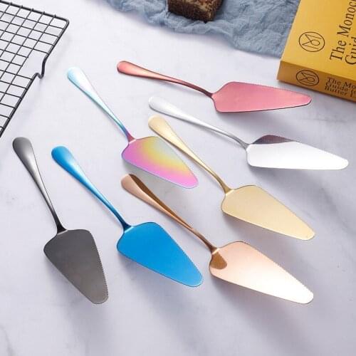 Colorful Cake Shovel Stainless Steel Birthday Cake Knife Cutter Pie Pizza Shovel Cake Spatula Baking Tools