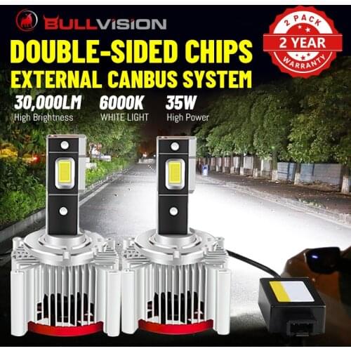 Bullvision HID D2S Headlamps D1S D3S D4S D5S D8S Xenon Bulbs Ballast 30000LM 35W 6000K Plug&Play Double-sided CSP Chips Ice Bulb