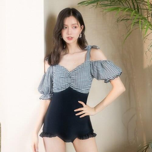 Bathing Suit Women One Piece Swimsuit Plus Size Bikini Girls Japanese Swimwear Vintage High Waist 2021 New Skirt Fairy Covering