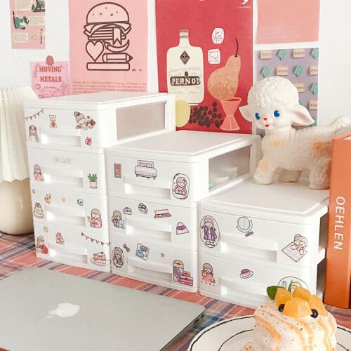 Large Capacity Drawer Type Desktop Storage Box Plastic Notebook Cosmetics Lipstick Shelf School Office Stationery