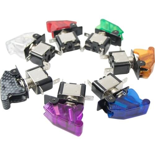 New Car Boat Truck Illuminated 20A 12V LED Toggle Switch With Safety Aircraft Flip Up Cover Guard Seven Color Ignition Switch