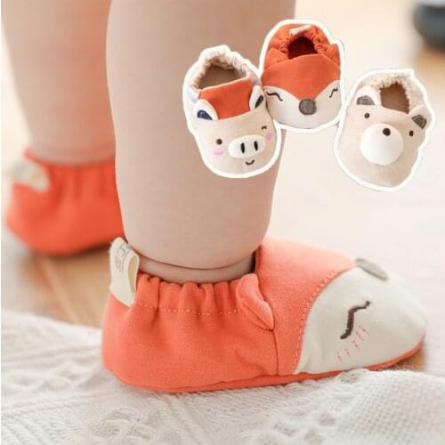 Baby first walker shoes newborn infant non slip socks shoes soft soles boys girls summer cotton fox socks toddler ankle booties
