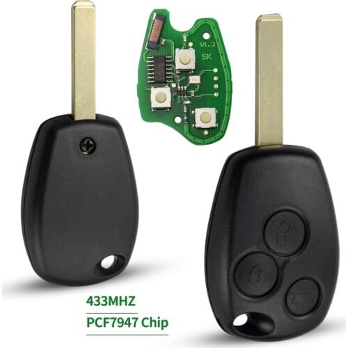 OkeyTech 433MHz ID46 PCF7947 Chip 3 Button Car Remote Key Fob For Renault /Kangoo II /Clio III Auto Replacement Keyless Alarm