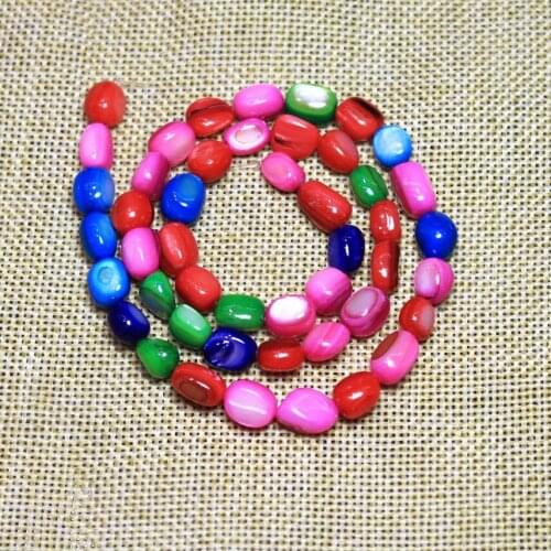 Wholesale Gravel Shape 5-8 mm Natural Shell Dye Mix Color Beads For Jewelry Making Stone DIY Bracelet Necklace Strand 15