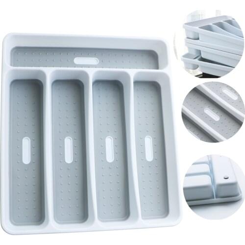 Plastic Tableware Storage Box Kitchen Cutlery Tray Drawer Organizer Separation Dinnerware Shelf Tidy Drawer for Spoon Fork Knife