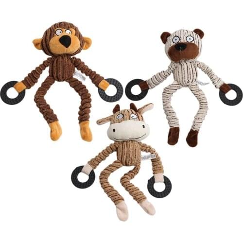 Animal Shape Plush Dog Squeaky Toys Funny Puppy Tranining Interactive Cleaning Teeth Toy Small Large Pets Accessories