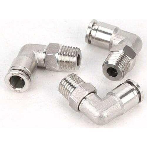 Pneumatic Connectors 1/8" 1/4" 3/8"1/2" BSPT Male Elbow Nickel Plated Brass Push In Quick Connector Release Air Fitting Plumbing
