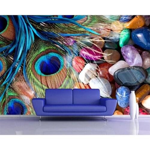 Custom 3D Wallpaper Beautiful Feather Color Stone papel de parede TV Background Wall Living Room Bedroom Restaurant Wallpapers