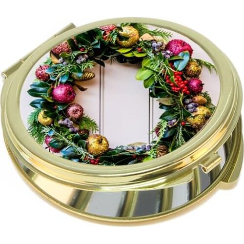 Professional Custom Logo/ Texts Gold Compact Pocket Makeup Mirror +Sublimation Blank 10/Lot#18032-2