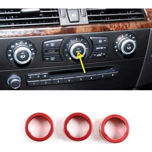 Air Conditioning Knob Metal Non-slip For BMW 5 Series E60 2004-2010 Air Conditioning Knob Ring Aluminum Alloy Car Accessories