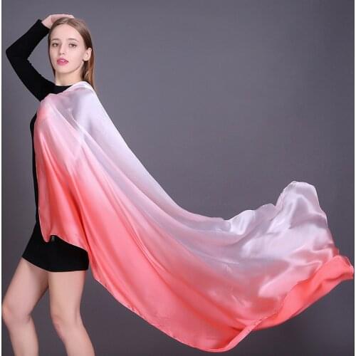RUNMEIFA Luxury Brand Summer and Autumn Women Silk Scarf Gradient Shawls Pashmina Female Stole Scarves Long Soft foulard soie