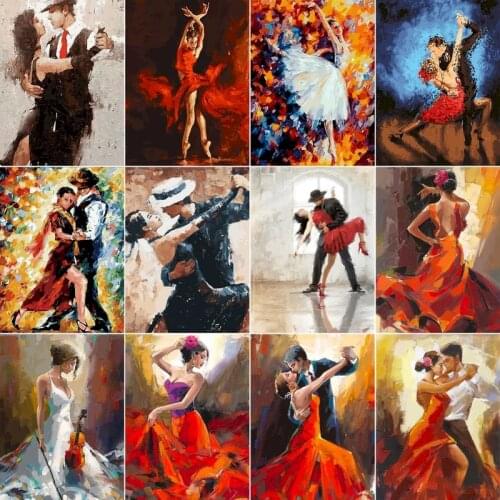RUOPOTY Painting By Numbers Paint Dancer DIY Canvas Pictures By Numbers Hand Painted Canvas Painting Music Girl Home Decor
