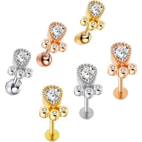 1Pcs Tragus Piercings Labret Stud Lip Rings Piercing Oreja Cartilage Earring 16G Labret Body Jewelry