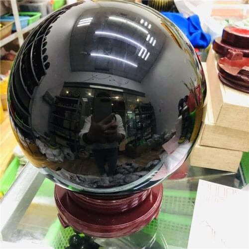 3-20cm Asian Rare Natural Black Obsidian Sphere Crystal Ball Healing Stone+Pedestal