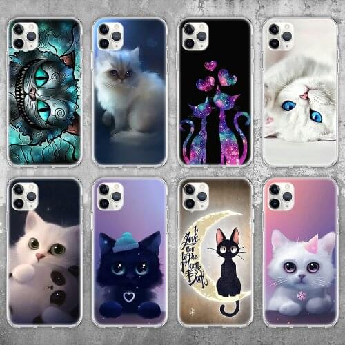 Ciciber Cute Cat kitten Case For iPhone 12 Case for iPhone 12 11 Pro XR XS Max mini 7 X 8 6 6S Plus 5 5S SE 2020 Silicone Funda