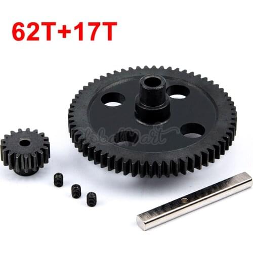 Steel Metal Spur Diff Gear 62T Reduction & 17T Pinion Motor Gear 0015 0088 For WLtoys 12428 12423 1/12 RC Car Crawler Parts
