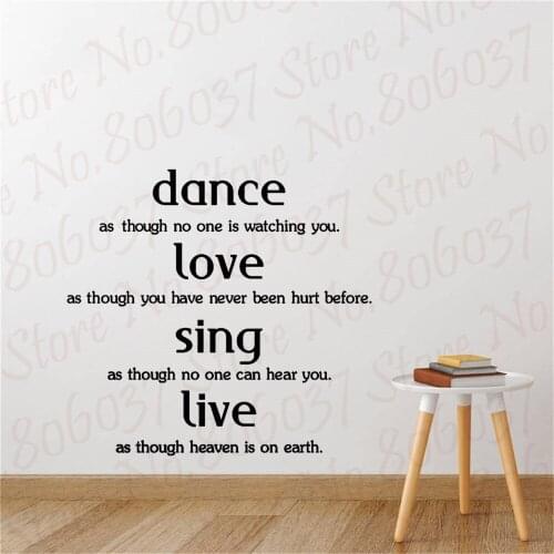 Dance Love Sing Live Quotes Family Lettering Words Wall Sticker Vinyl Home Decor Wall Decal Window Glass Poster Art PW512