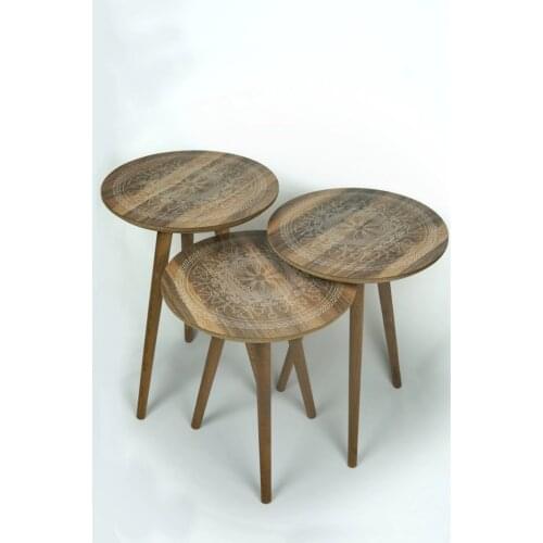 Triple Wooden Nesting Table / Quality Membrane Coating/English Quality