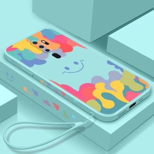 For OPPO A9 2020 Case Soft Liquid silicone Watercolor Smile Skin protective Back Cover Case For OPPO A5 2020 Full Cover Shell